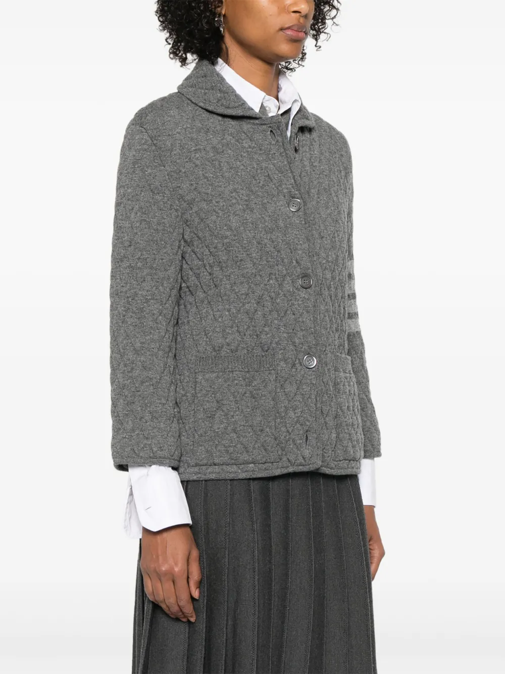 Thom Browne 4 Bar Stripes gewatteerd jack Grijs