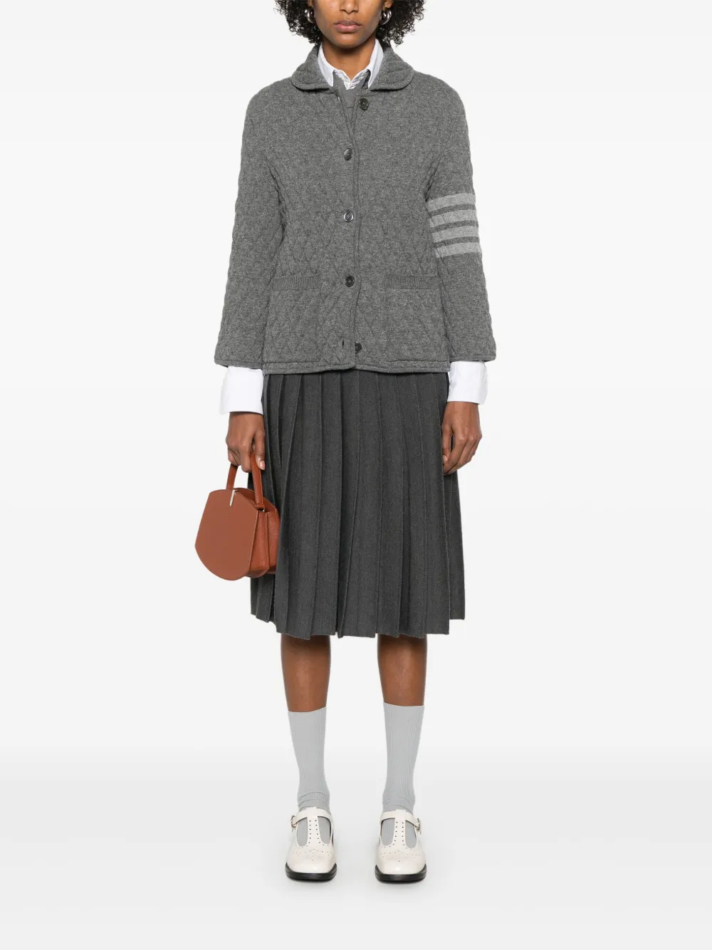 Thom Browne 4 Bar Stripes gewatteerd jack Grijs