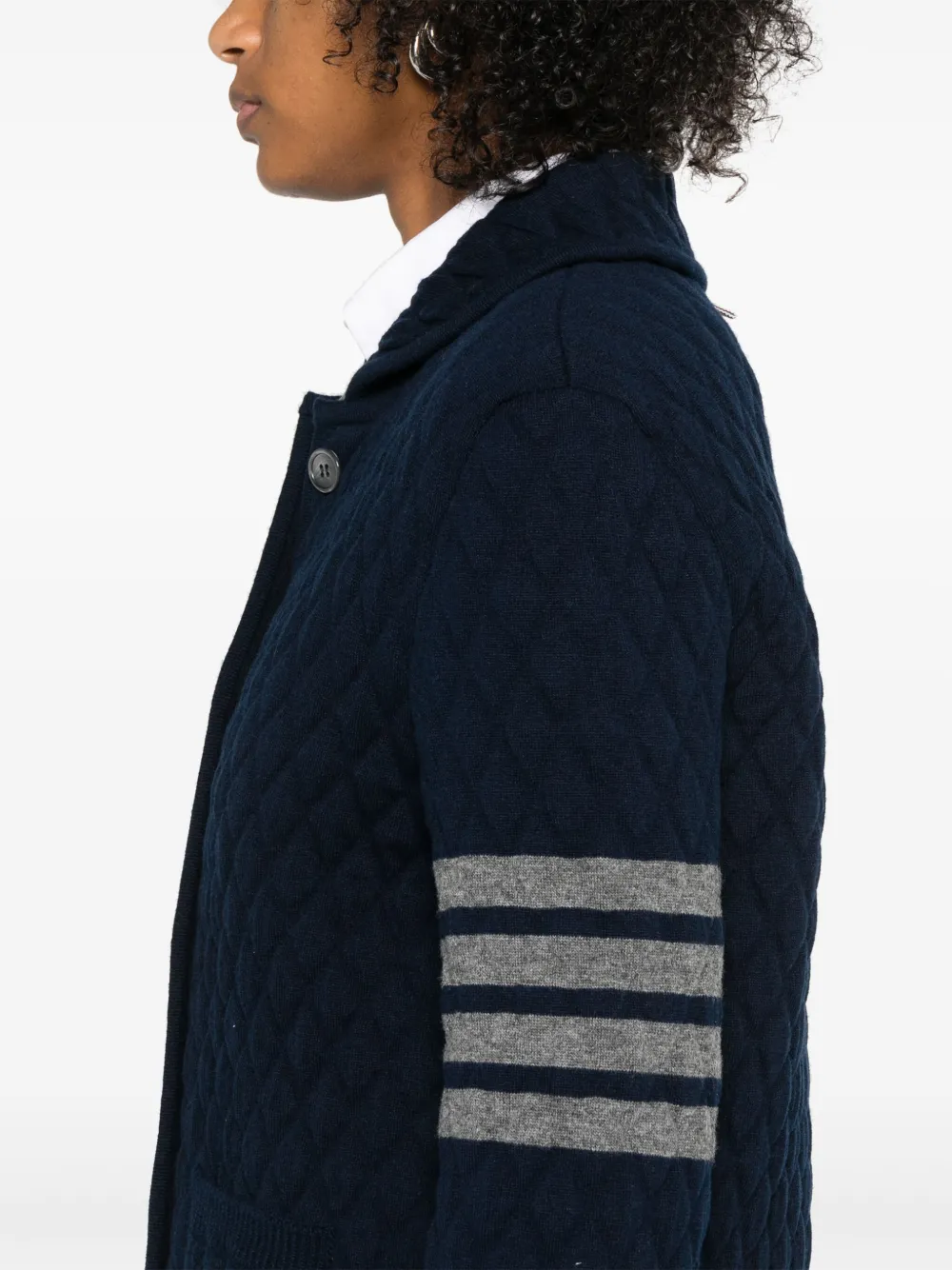 Thom Browne 4 Bar Stripes gewatteerd jack Blauw