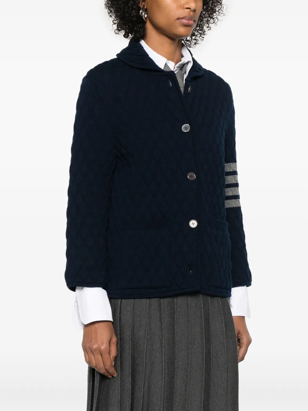 Thom Browne 4 Bar Stripes gewatteerd jack Blauw