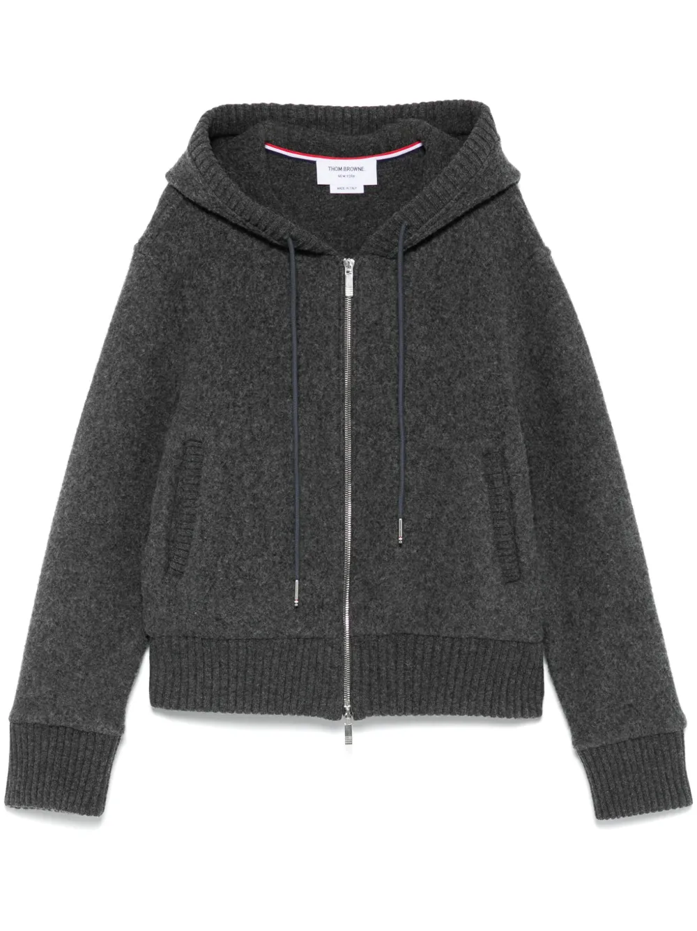 Thom Browne Wollen hoodie met rits Grijs