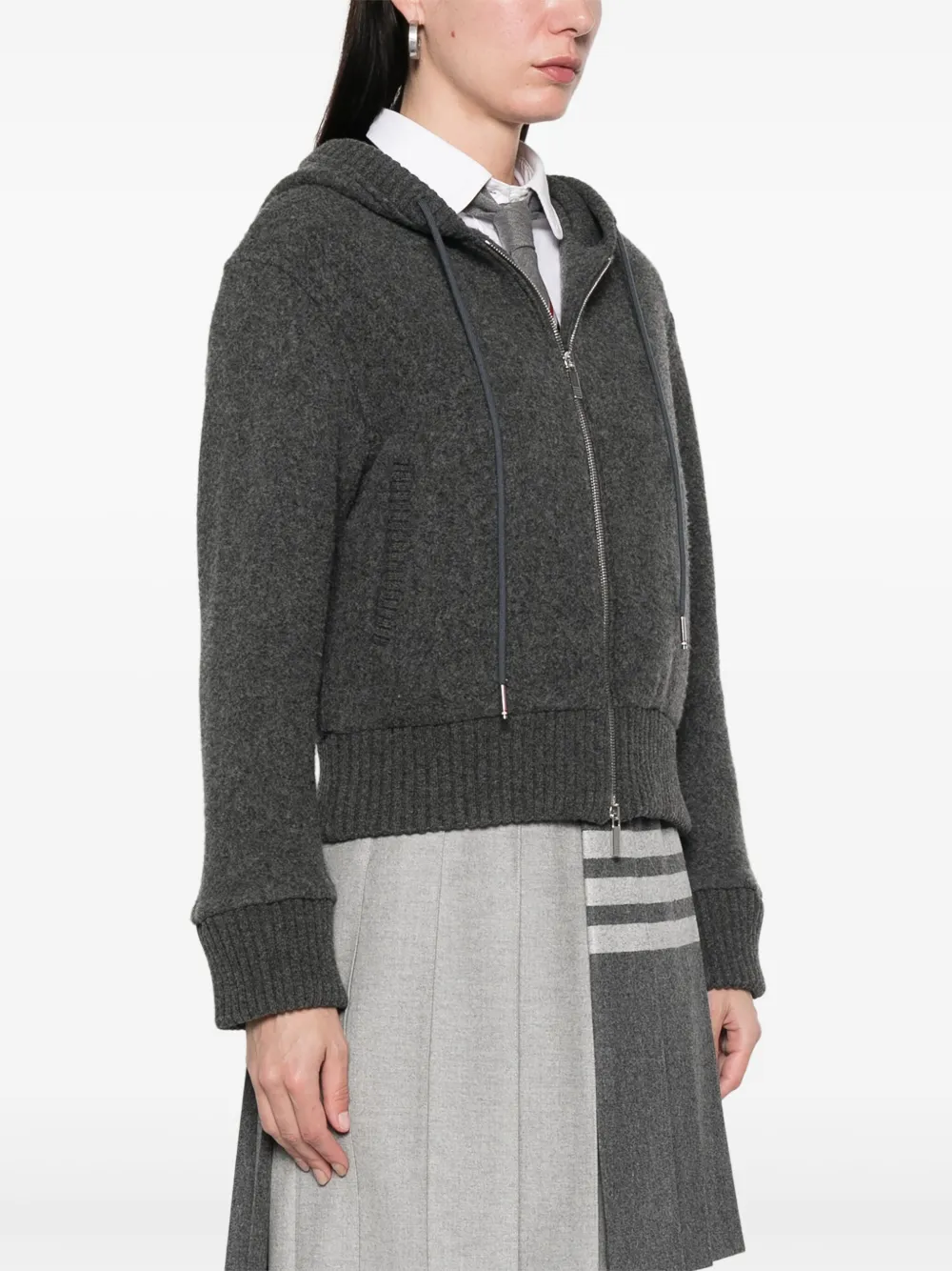 Thom Browne Wollen hoodie met rits Grijs