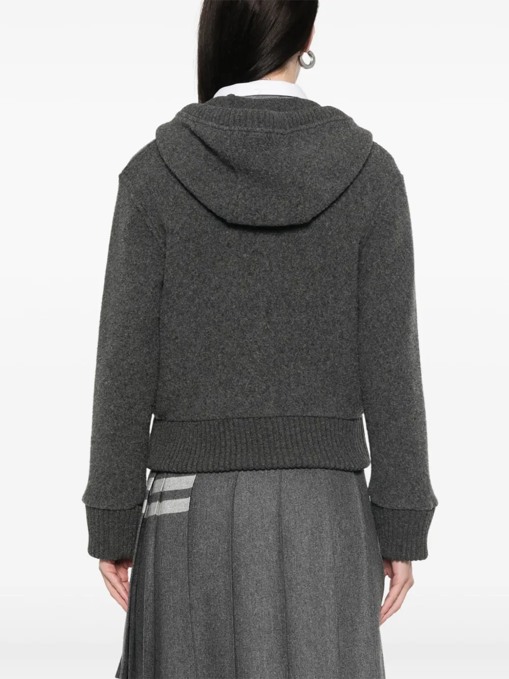 Thom Browne Wollen hoodie met rits Grijs