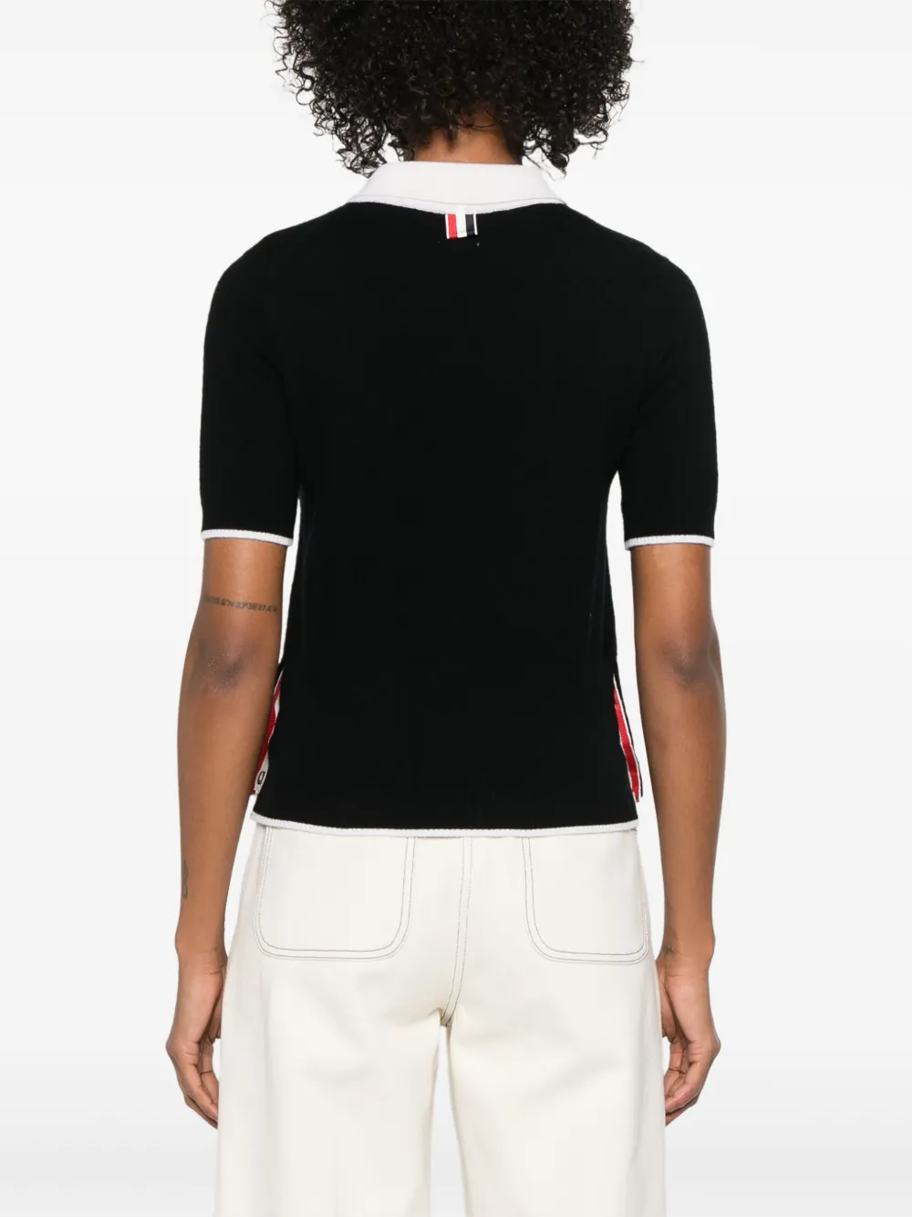 Thom Browne Kasjmier poloshirt met keyhole Zwart