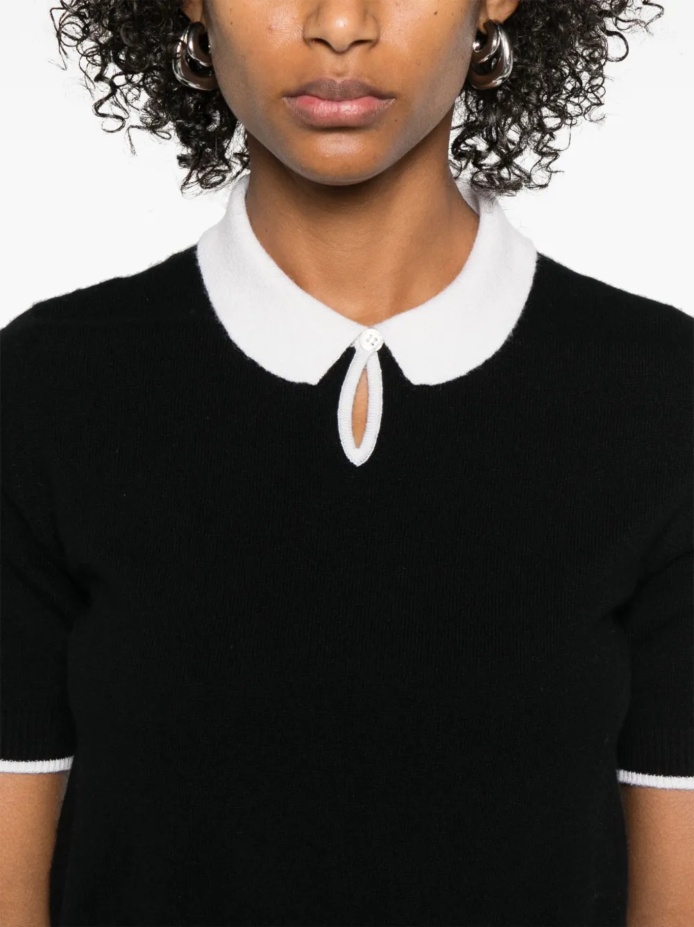 Thom Browne Kasjmier poloshirt met keyhole Zwart