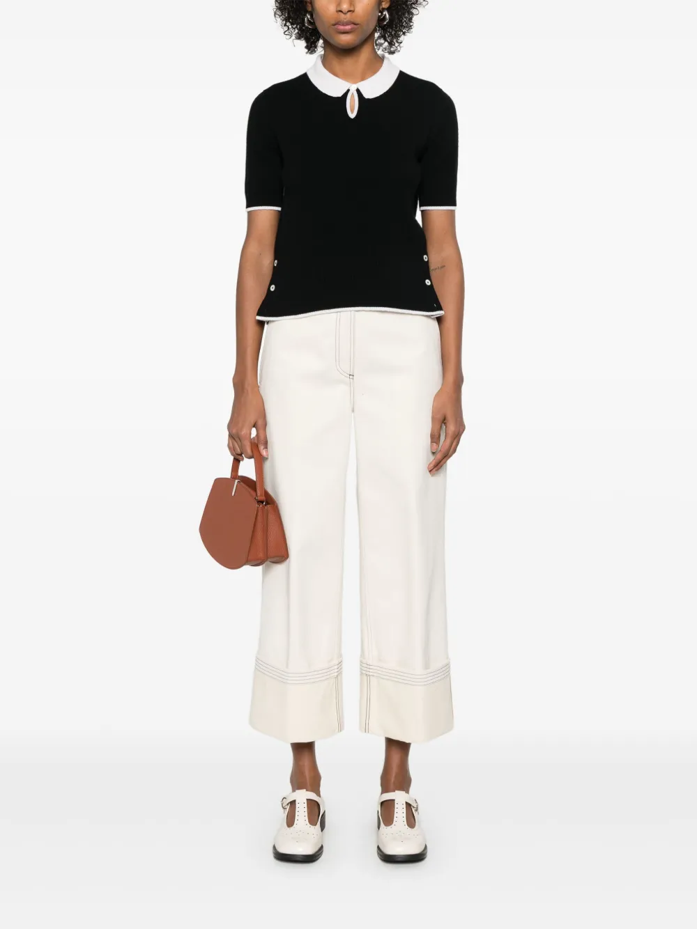 Thom Browne Kasjmier poloshirt met keyhole Zwart