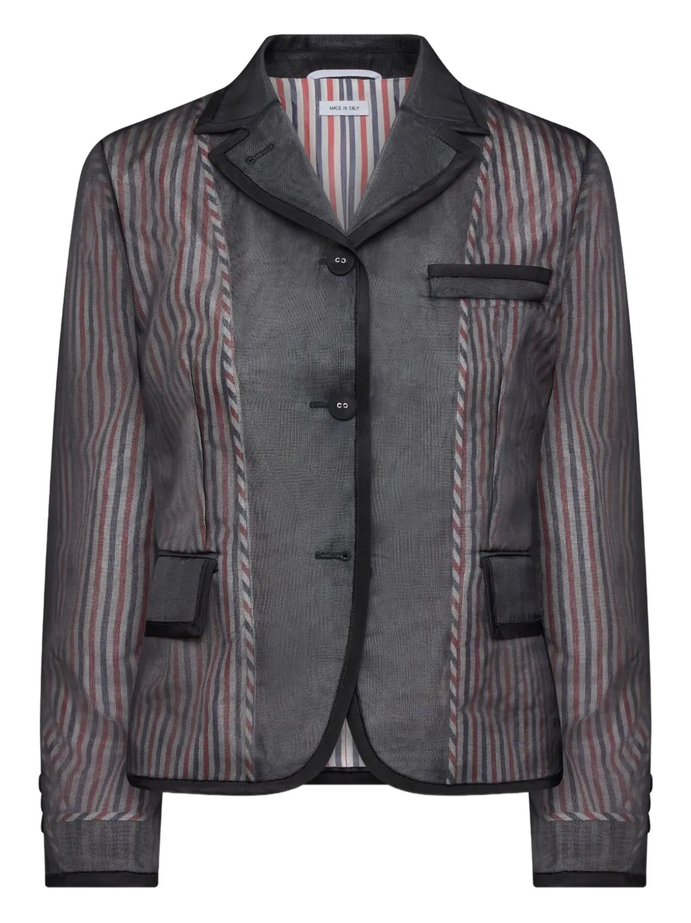 Thom Browne بليزر أورغانزا مخطط | أسود | Image 1