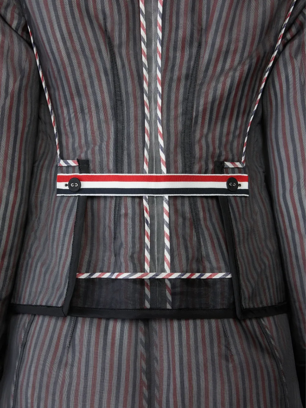 Thom Browne Striped Organza Blazer In Multi