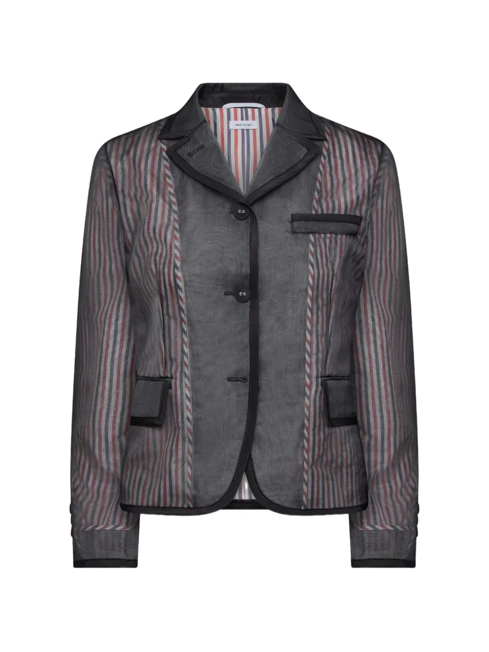 Thom Browne striped organza blazer - Black