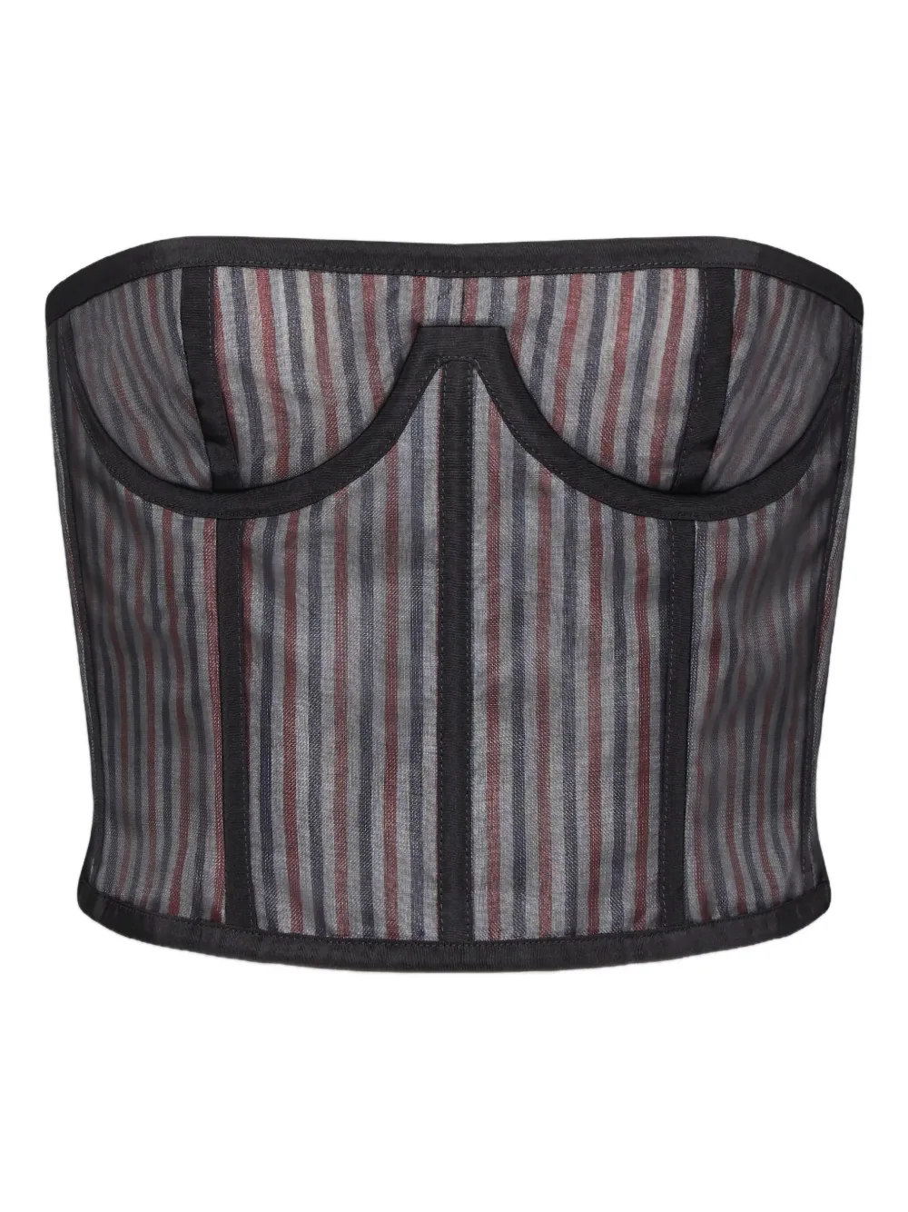 Thom Browne Striped Lace-up Corset In Black