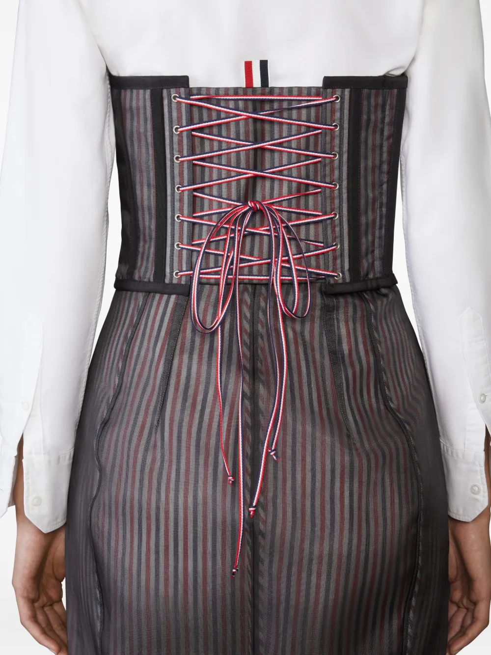 Thom Browne Gestreept korset met veters Zwart