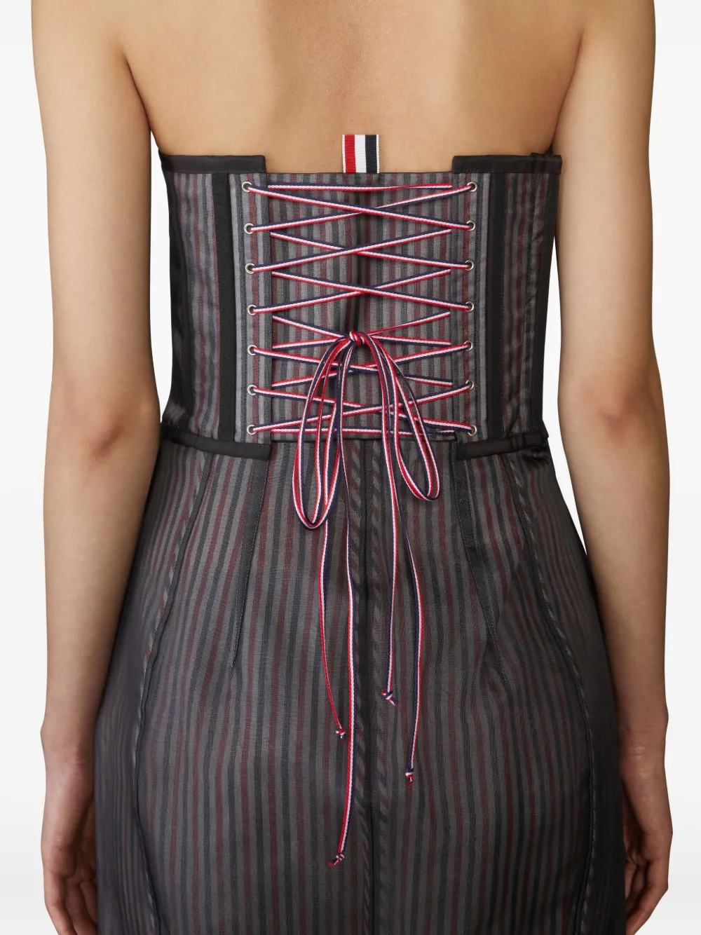 Thom Browne Gestreept korset met veters Zwart