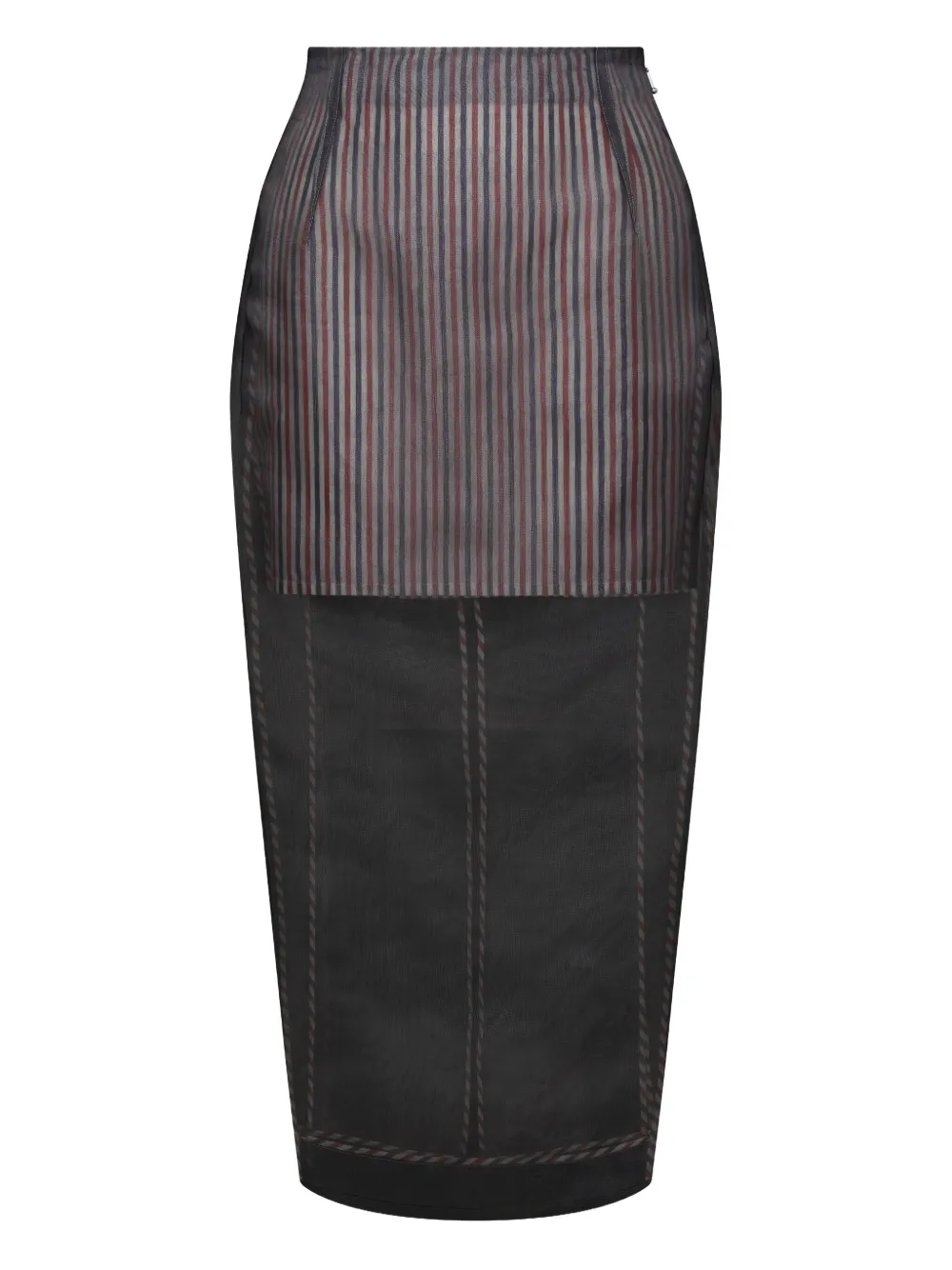 Thom Browne Gestreepte organza kokerrok Zwart