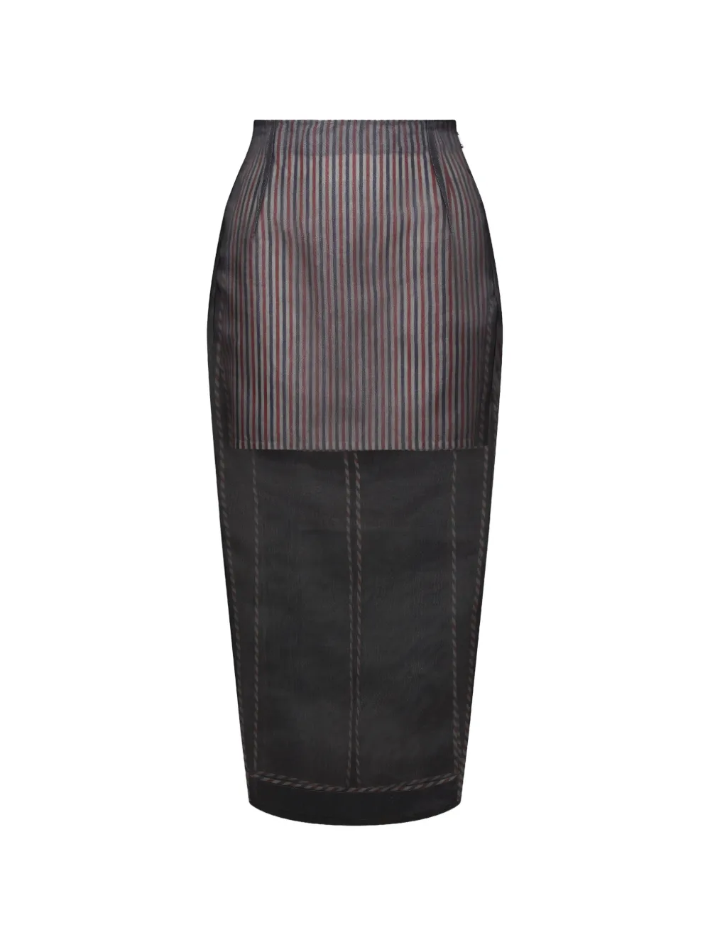 Thom Browne Gestreifter Organza-Bleistiftrock - Schwarz