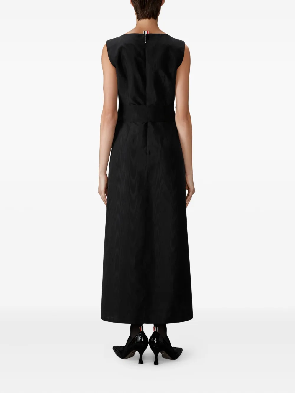 Thom Browne Maxi-jurk met ceintuur en boothals Zwart