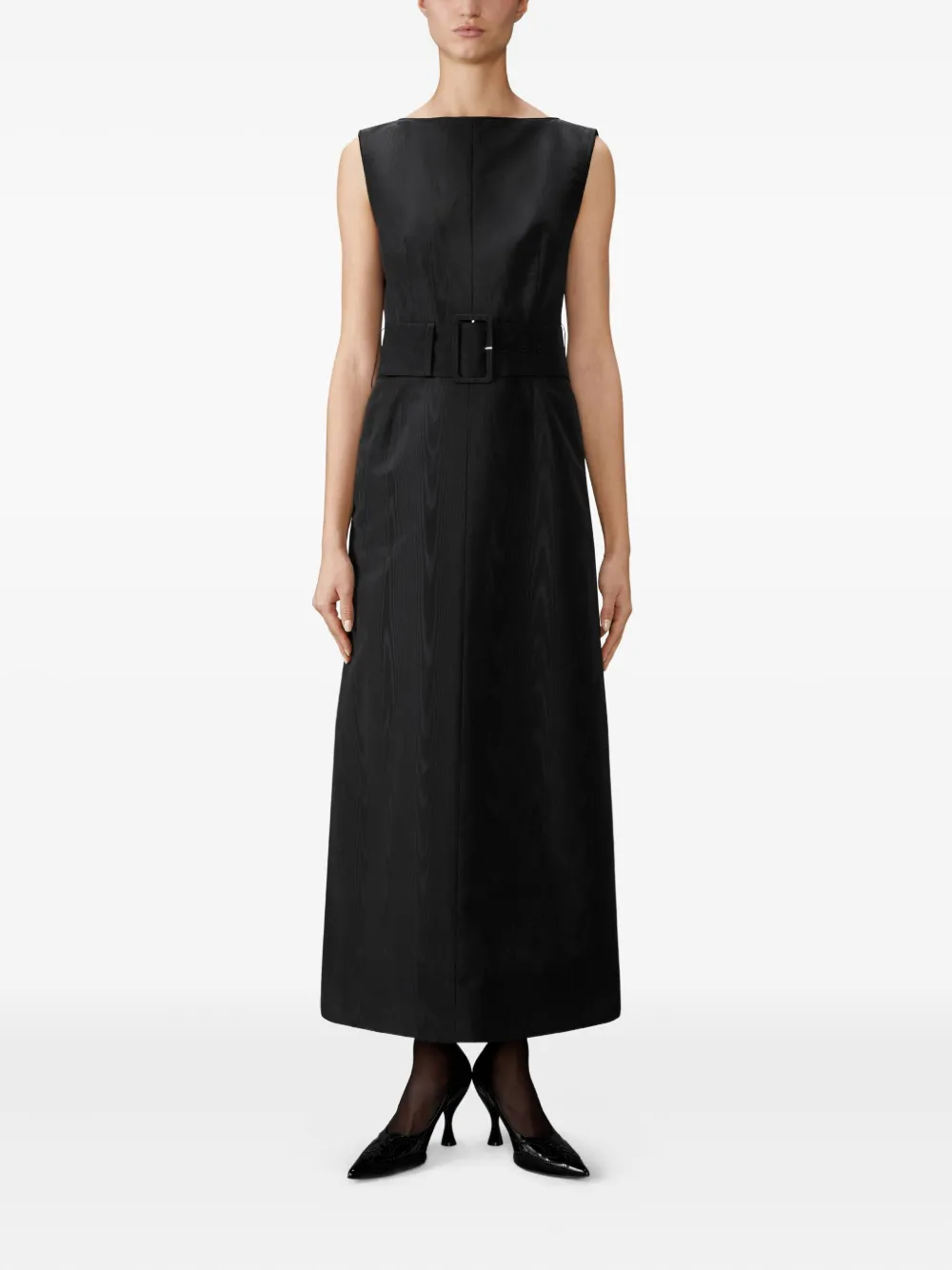 Thom Browne Maxi-jurk met ceintuur en boothals Zwart
