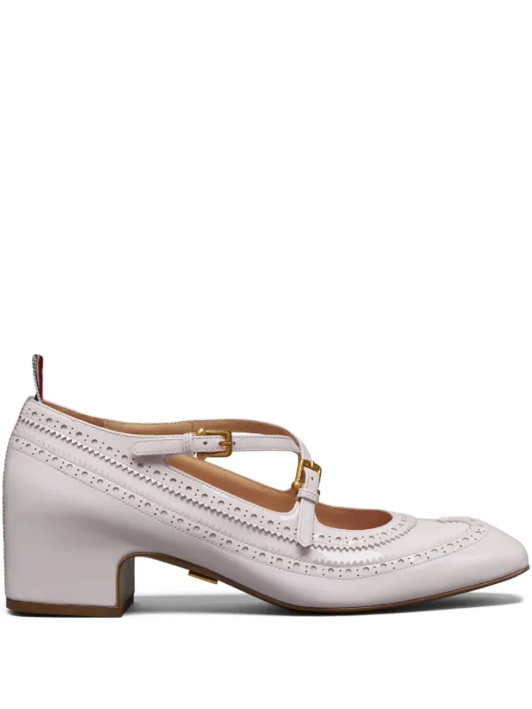 Thom Browne Soft Patent Leather Thom John Block Heel Pumps 40mm in Pink