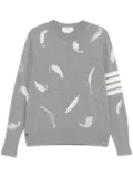 Thom Browne feather-intarsia cotton sweater - Grey