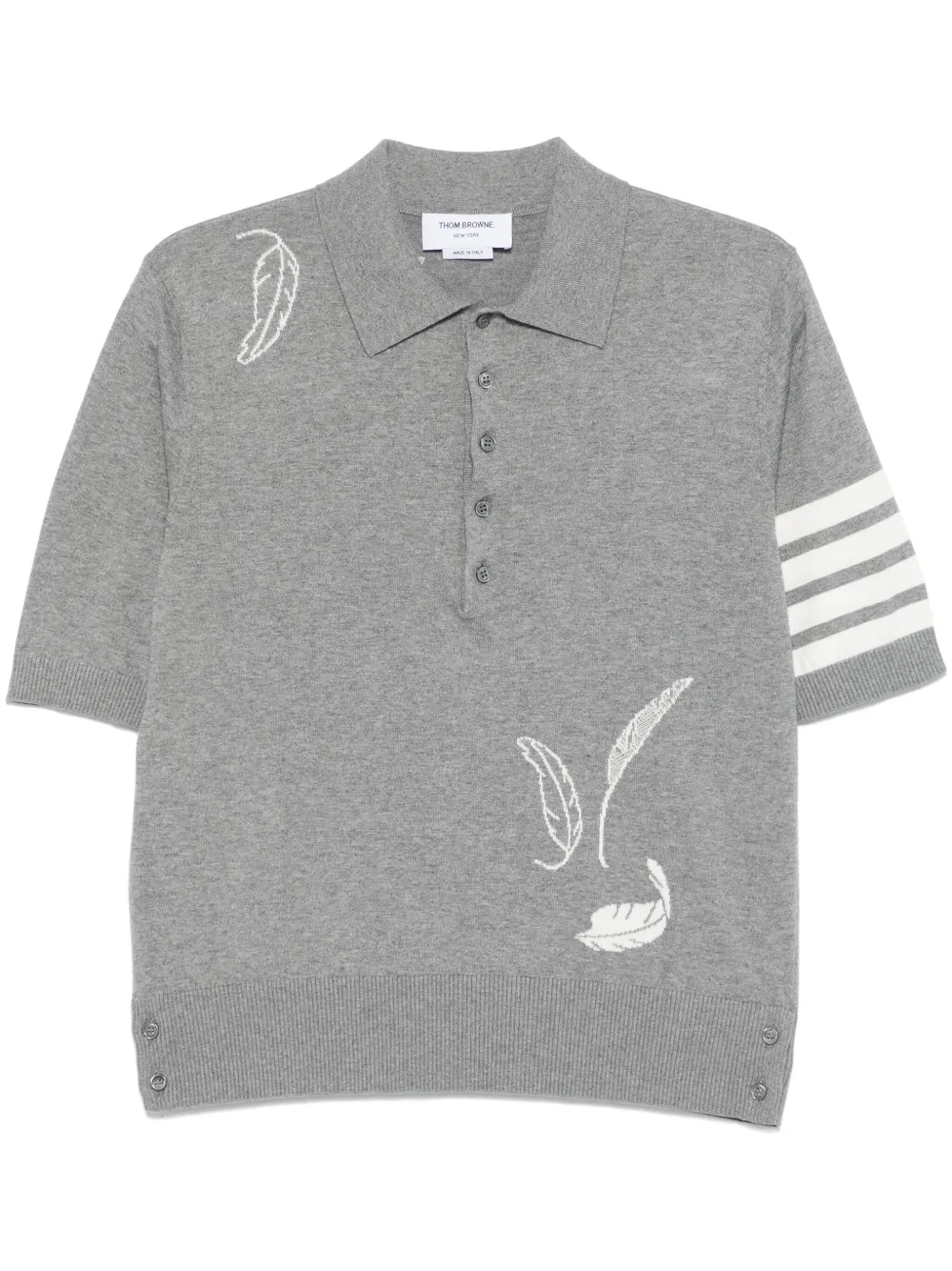 Thom Browne playera tipo polo con plumas en intarsia | gris | Image 1