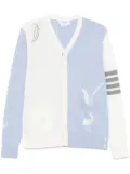 Thom Browne feather-intarsia cotton cardigan - Blue