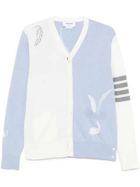 Thom Browne cardigan à motif de plume en intarsia