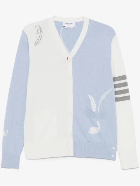 Thom Browne feather-intarsia cotton cardigan