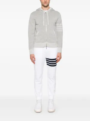 Thom Browne sweat à capuche rayé gros-grain gris avec zipper - THOM BROWNE | THÉM