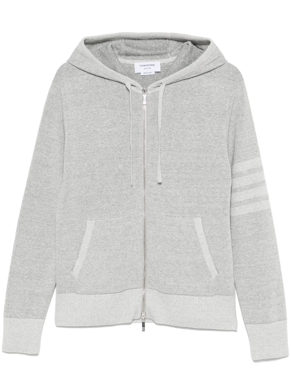 Thom Browne 4-Bar stripe zip-up hoodie | Grey | Image 1