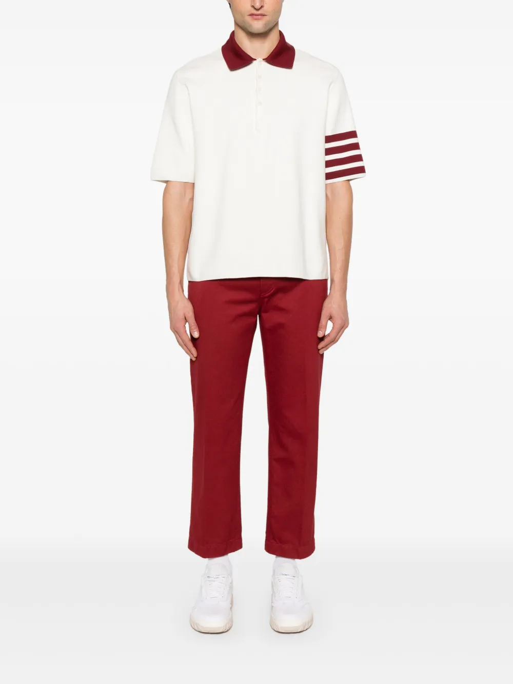 Thom Browne Poloshirt met vier strepen - Beige