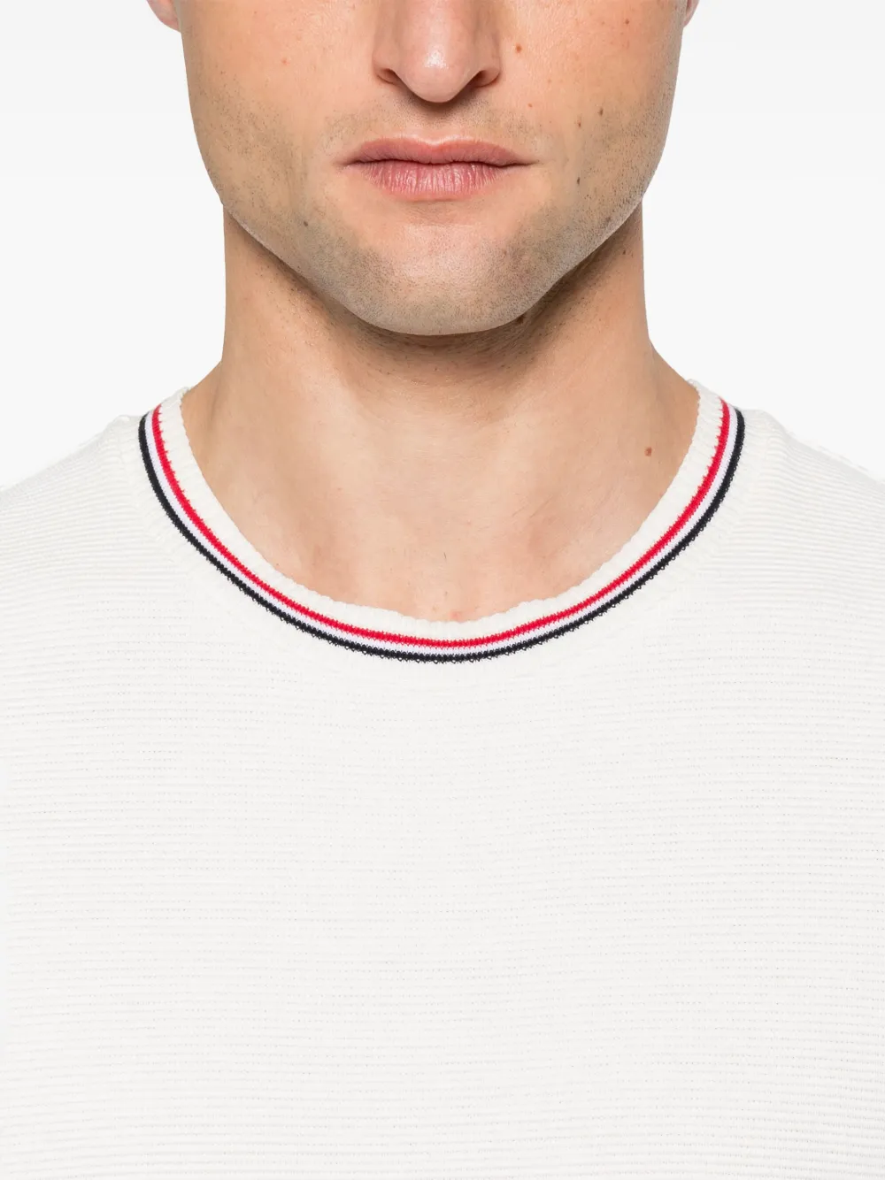 Thom Browne T-shirt met RWB-streep detail Beige