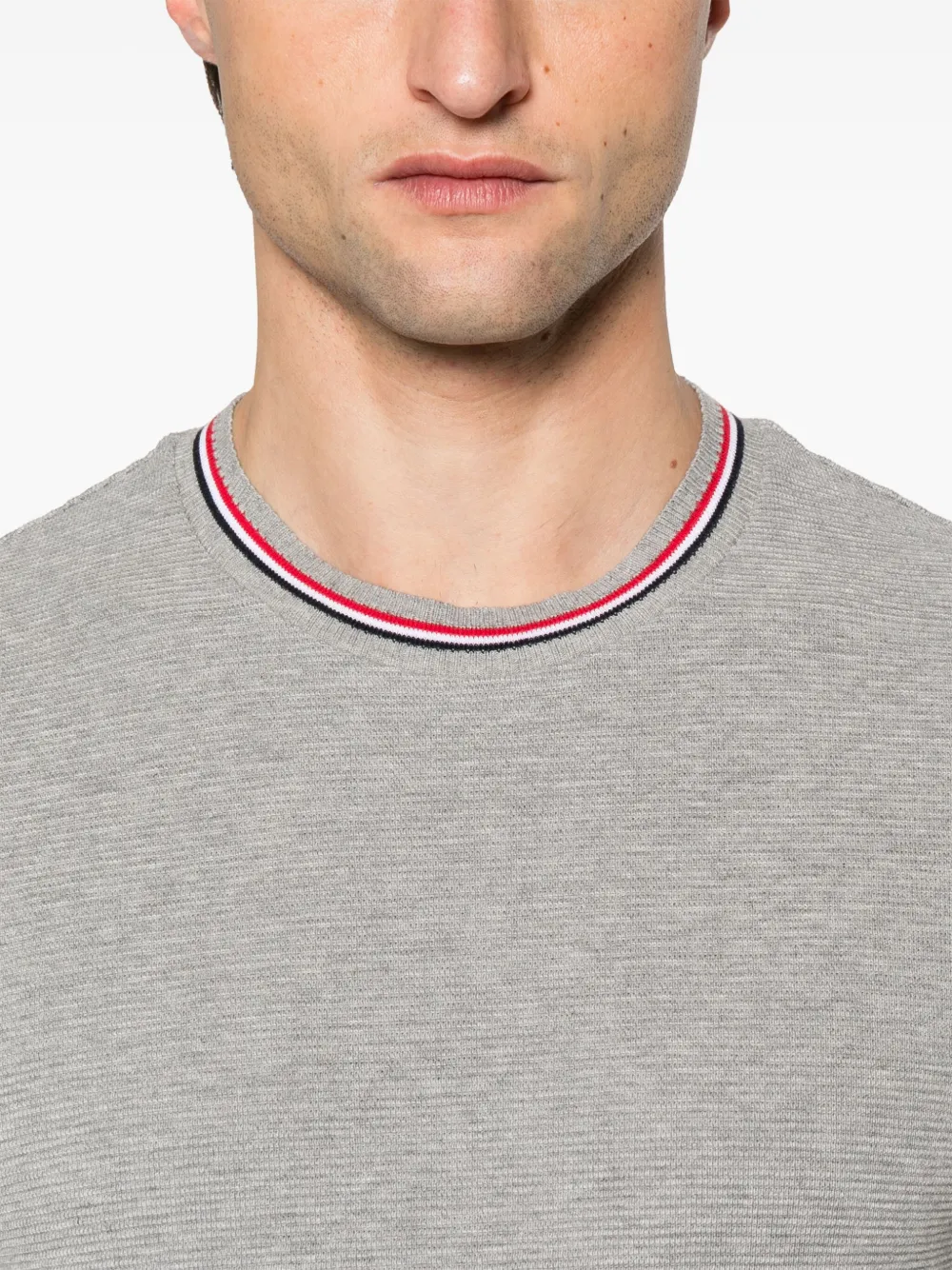 Thom Browne T-shirt met RWB-streep Grijs
