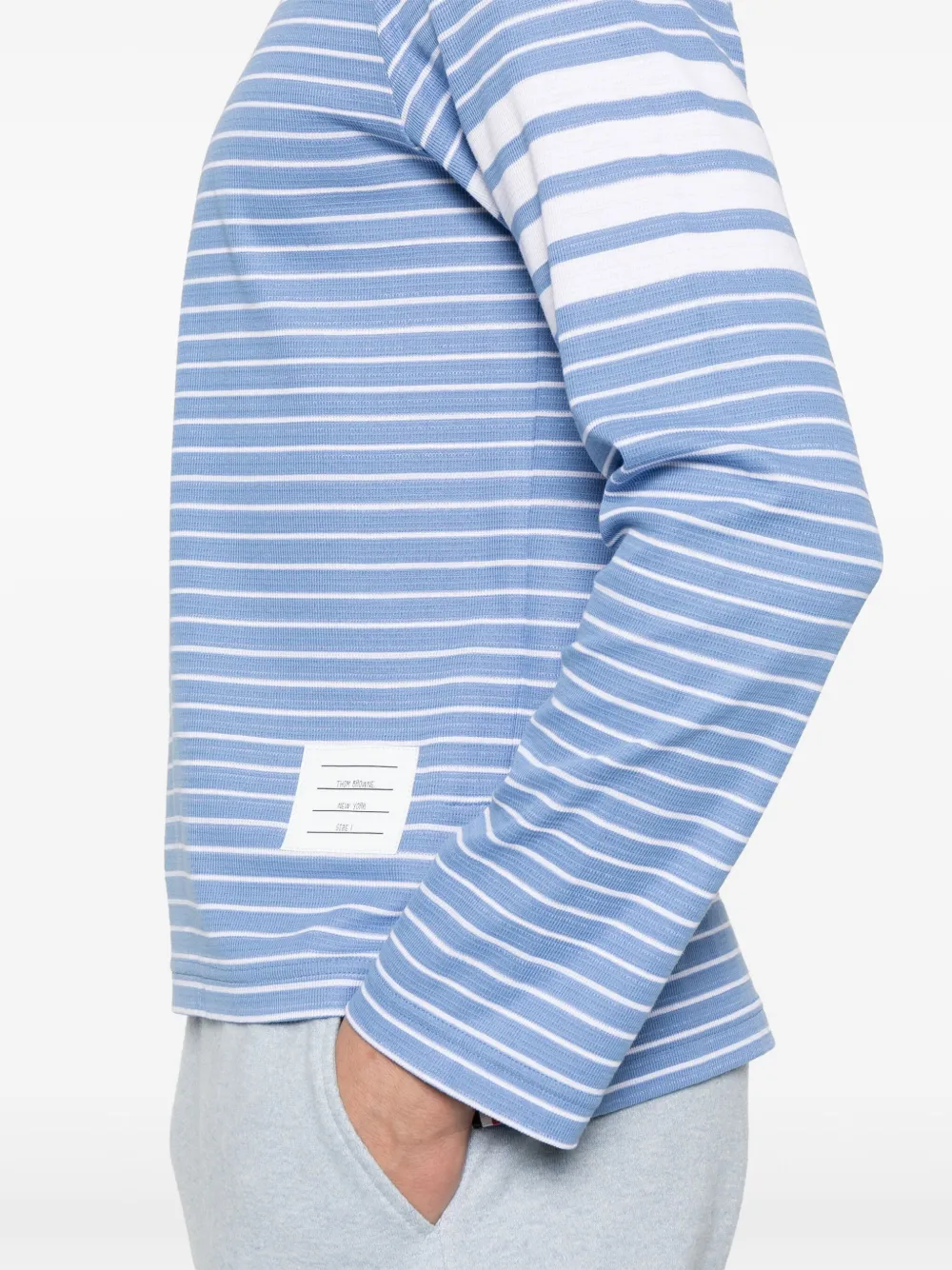 Thom Browne T-shirt met vier strepen Blauw