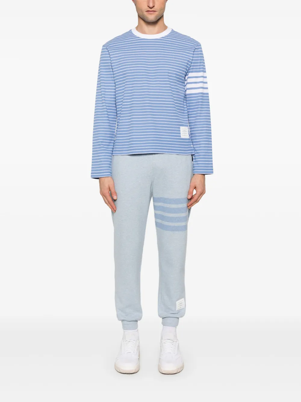 Thom Browne T-shirt met vier strepen - Blauw