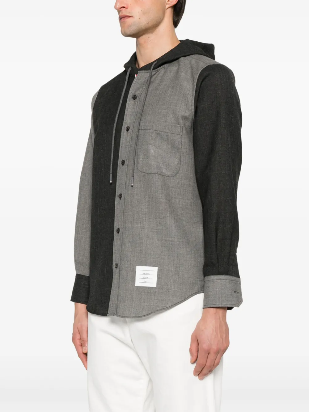 Thom Browne Overhemd met capuchon en RWB-streep Grijs