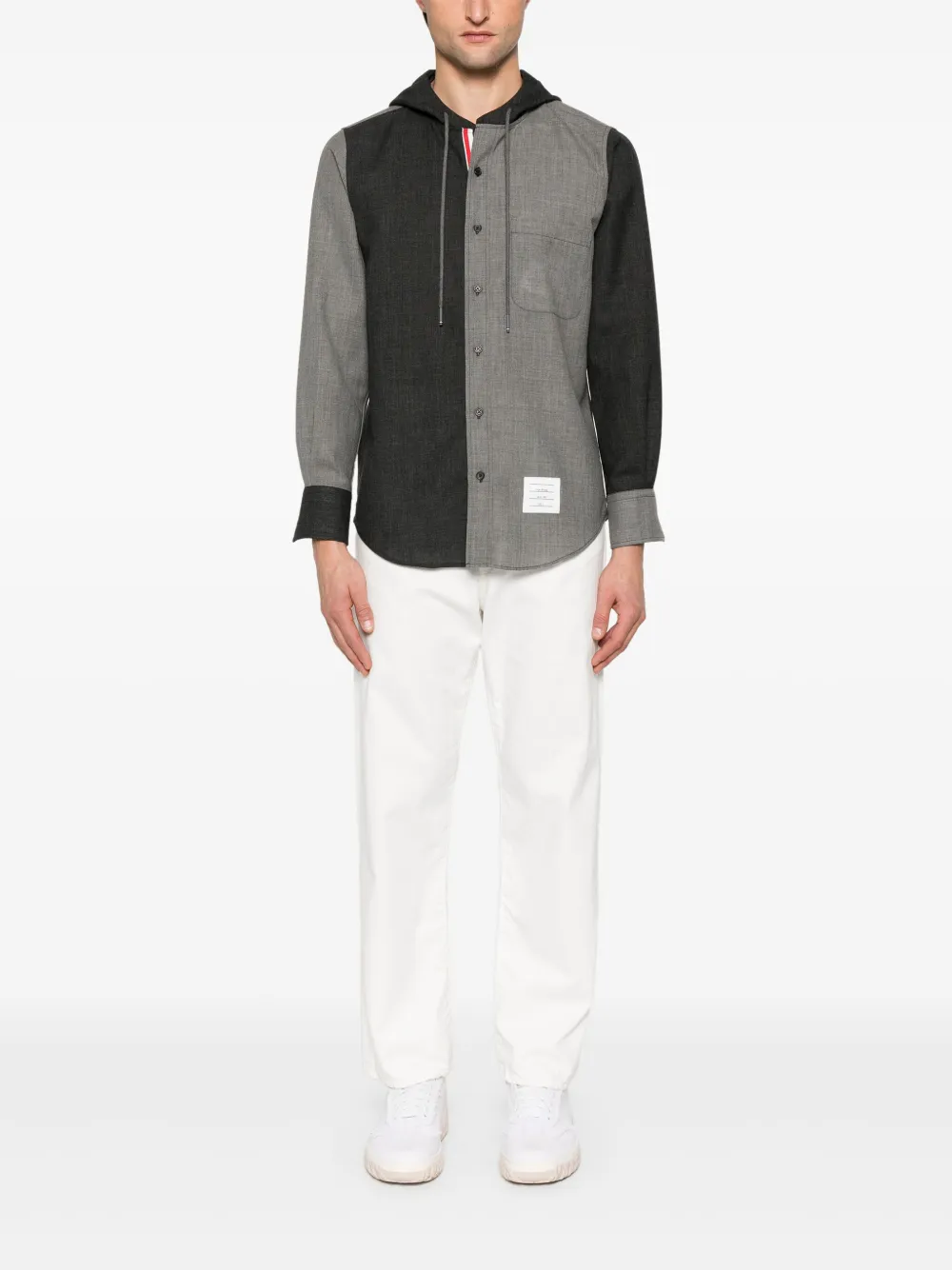 Thom Browne Overhemd met capuchon en RWB-streep - Grijs