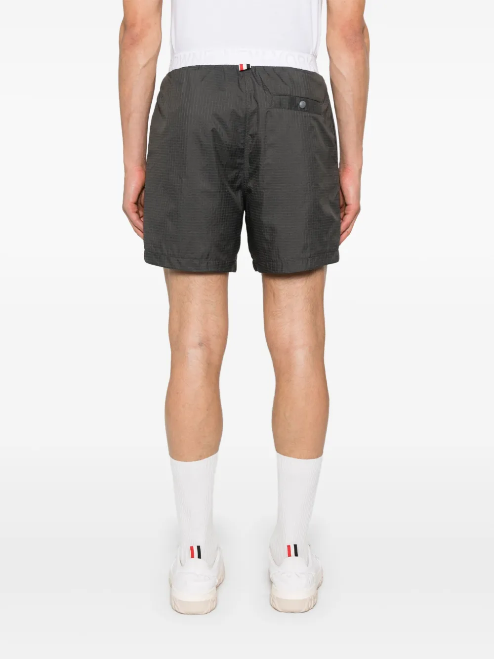 Thom Browne Ripstop shorts met logoband Grijs