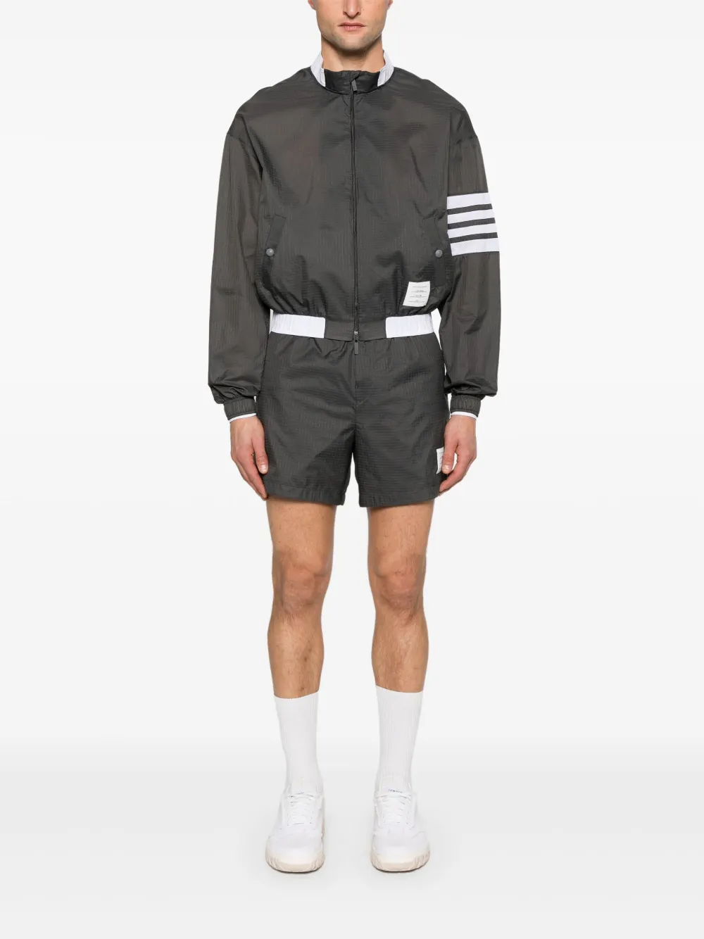 Thom Browne Ripstop shorts met logoband Grijs