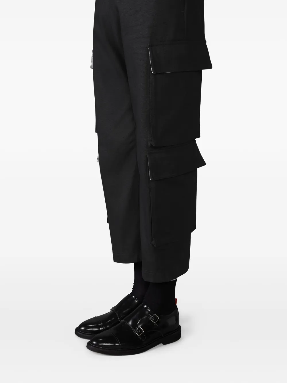 Thom Browne cargo zip-detail straight-leg trousers Zwart