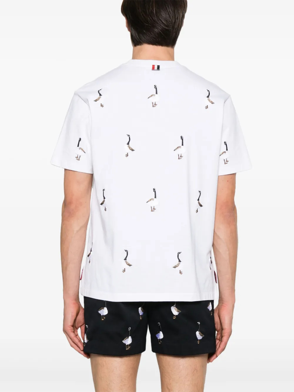 Thom Browne T-shirt met geborduurd patroon Wit
