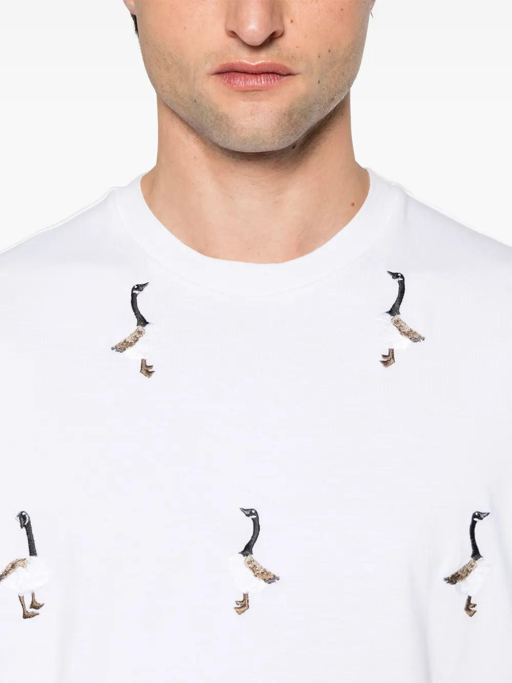 Thom Browne T-shirt met geborduurd patroon Wit