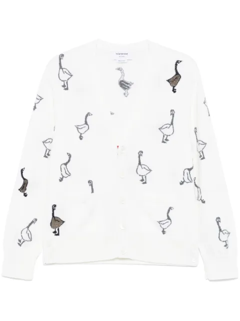 Thom Browne pattern-intarsia virgin wool cardigan
