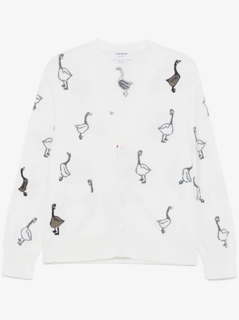 Thom Browne pattern-intarsia virgin wool cardigan