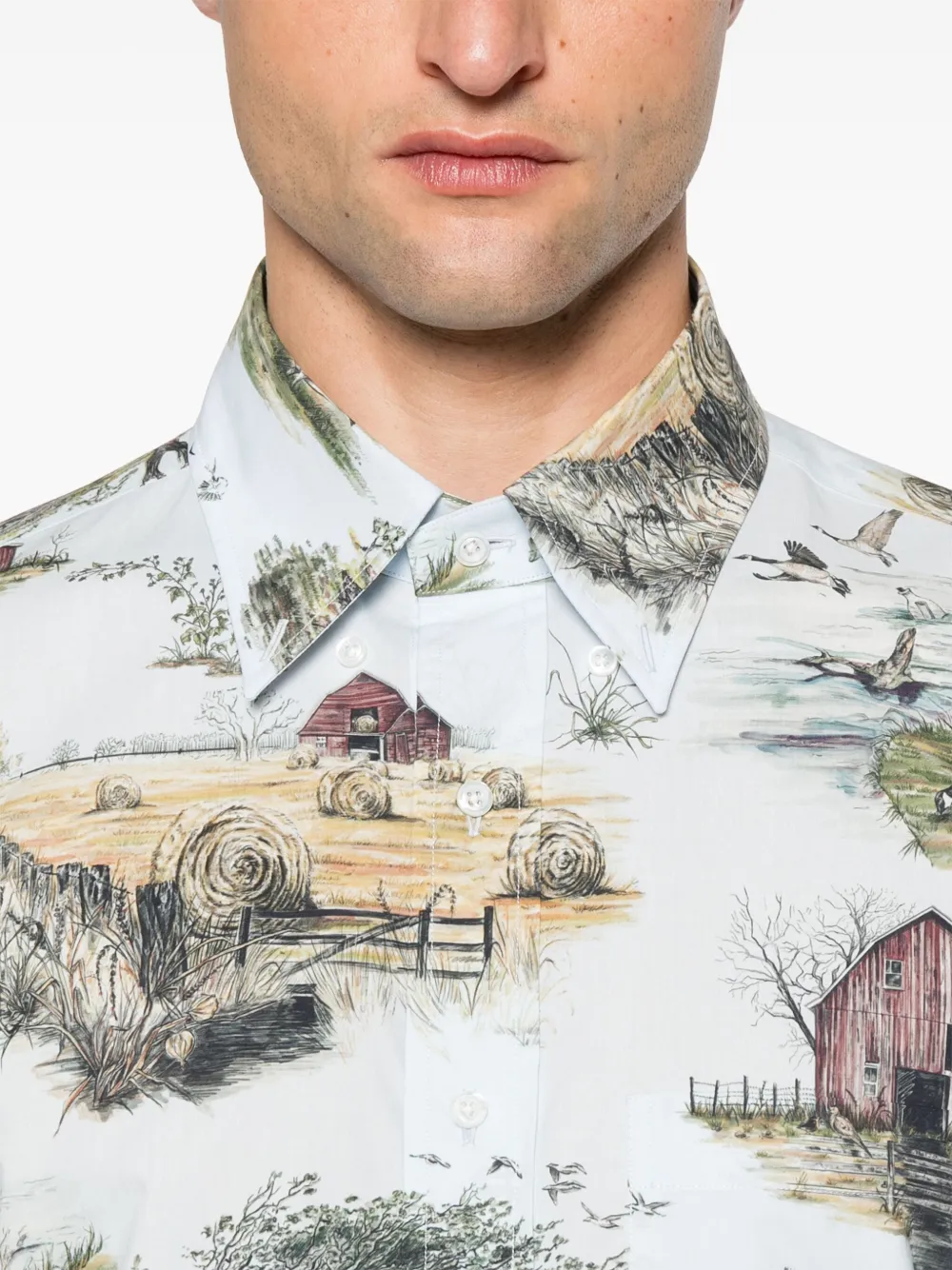 Thom Browne Overhemd met grafische print Blauw