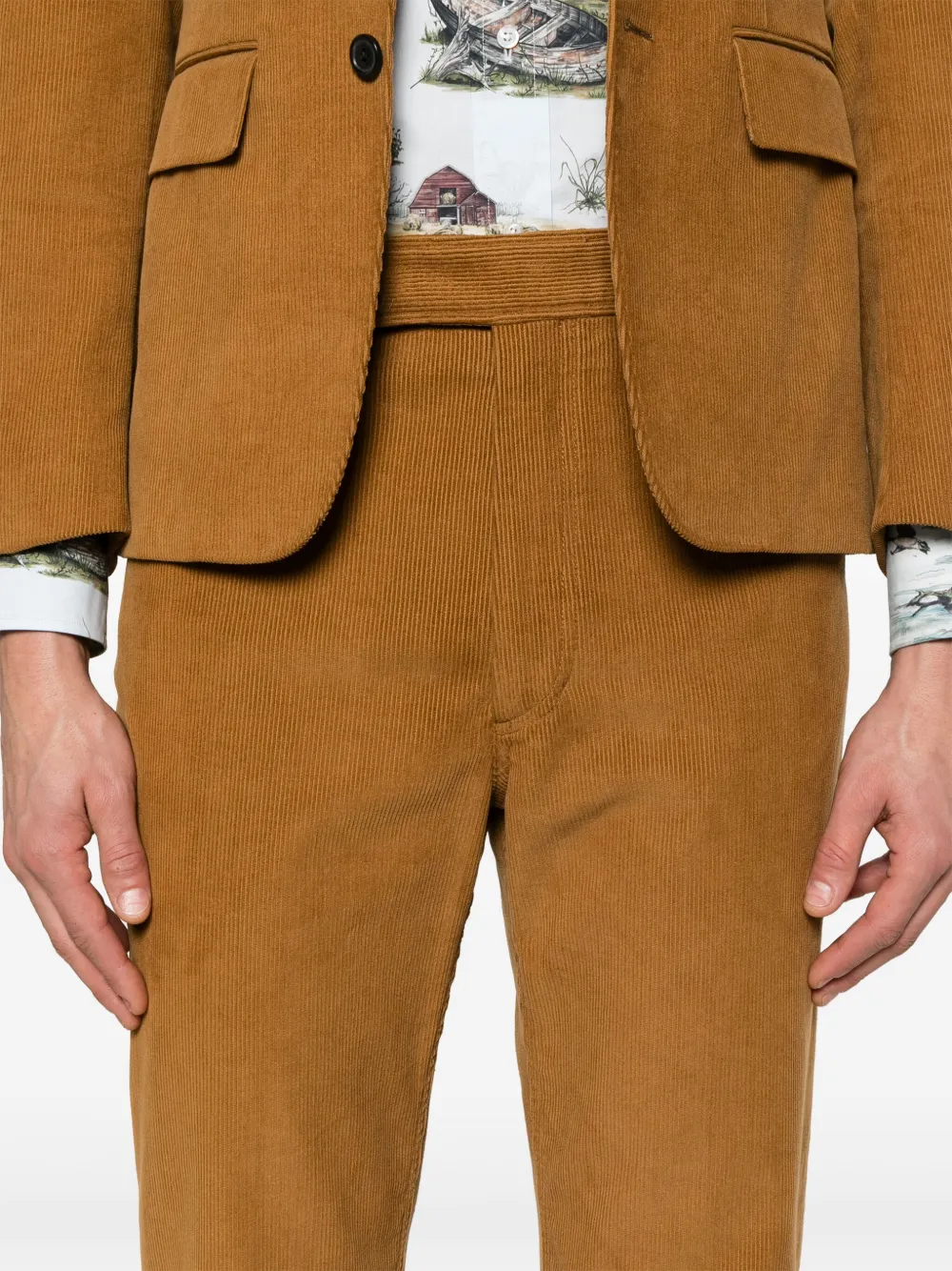 Thom Browne Ribfluwelen chino Bruin