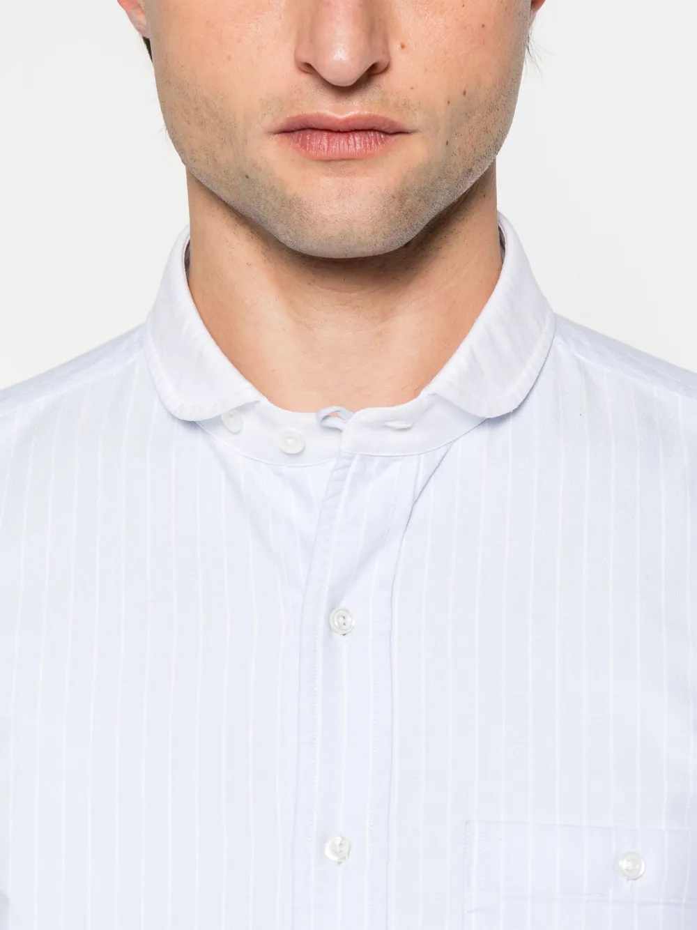 Thom Browne Overhemd met krijtstreep en sjaalkraag Blauw