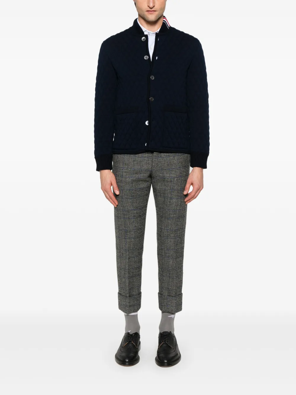 Thom Browne Overhemd met krijtstreep en sjaalkraag Blauw
