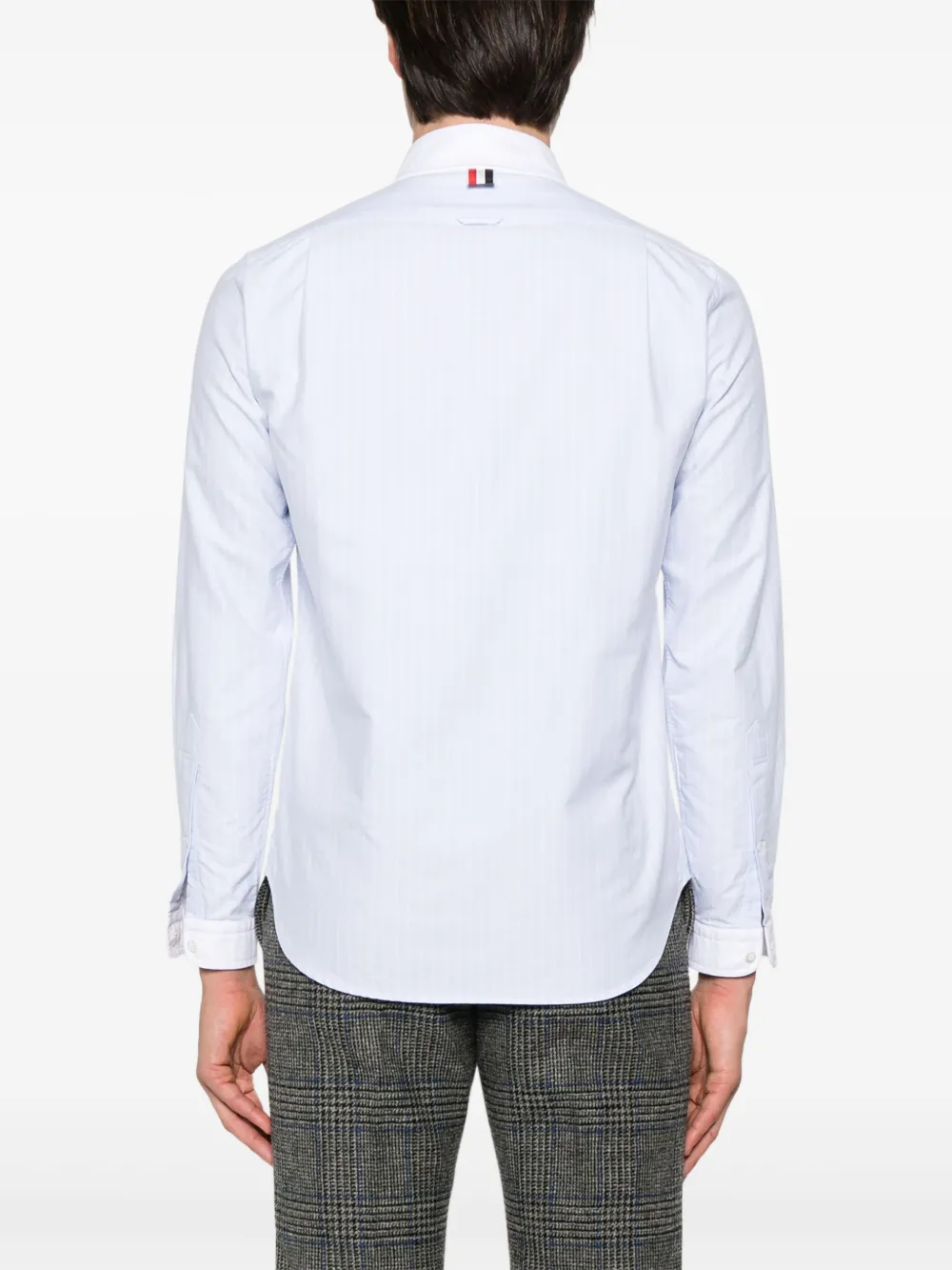 Thom Browne Overhemd met krijtstreep en sjaalkraag Blauw