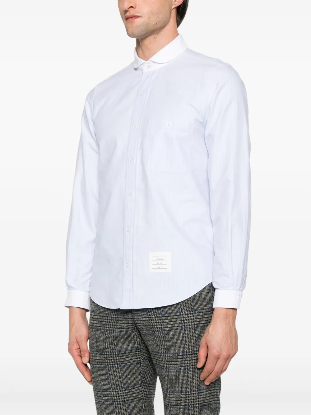 Thom Browne Overhemd met krijtstreep en sjaalkraag Blauw