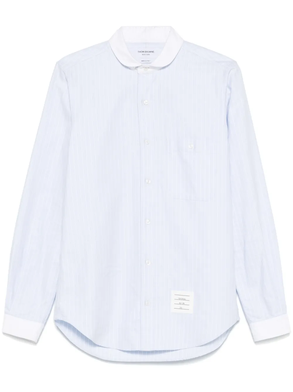 Thom Browne Overhemd met krijtstreep en sjaalkraag Blauw