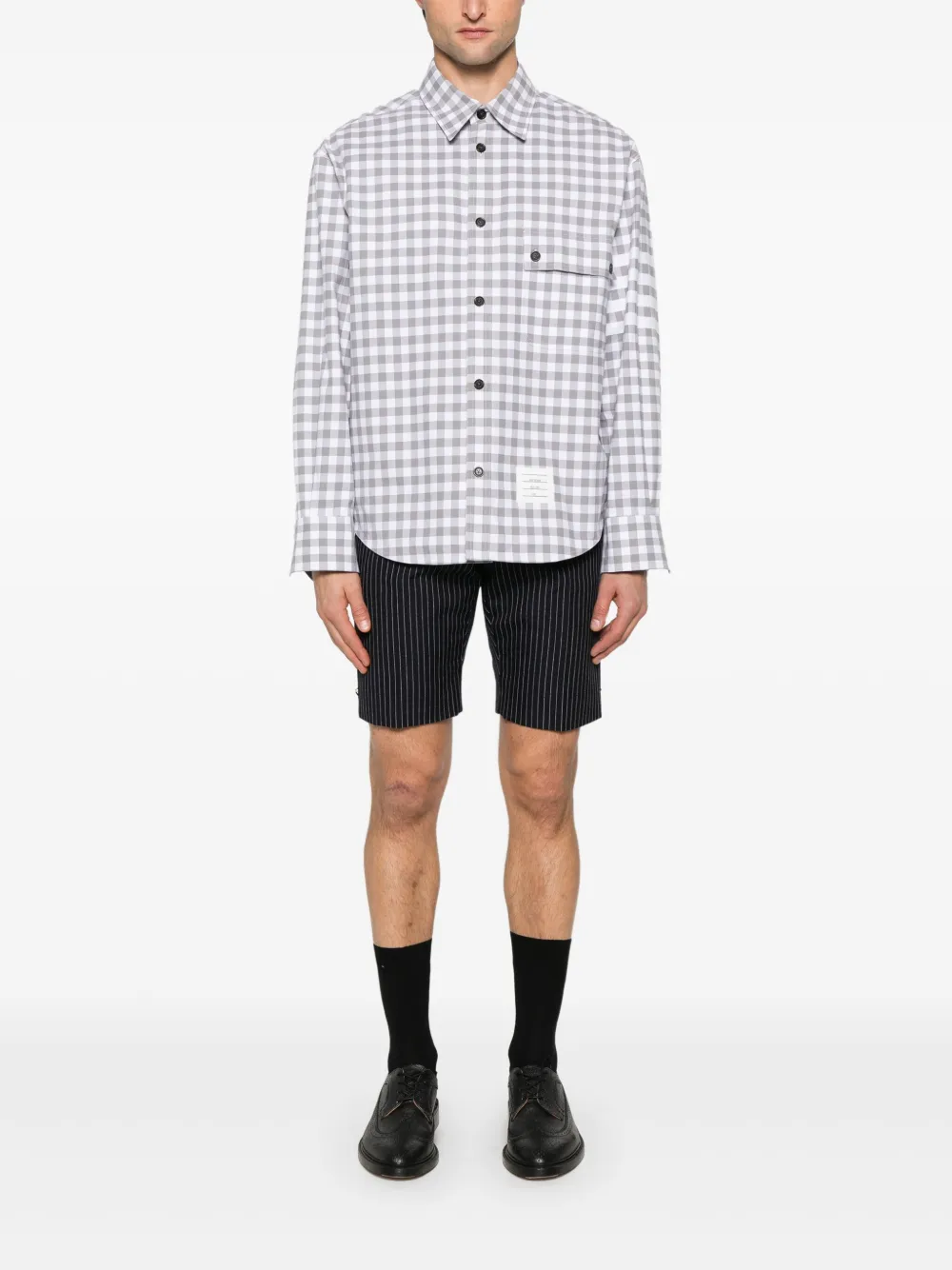Thom Browne Poloshirt met gingham ruit - Grijs